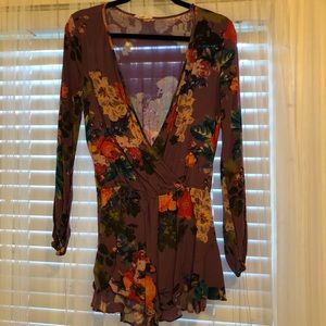 Purple floral romper